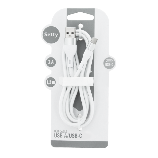 Setty USB - USB-C kábel 1,2 m 2A KSA-C-1.220 biela