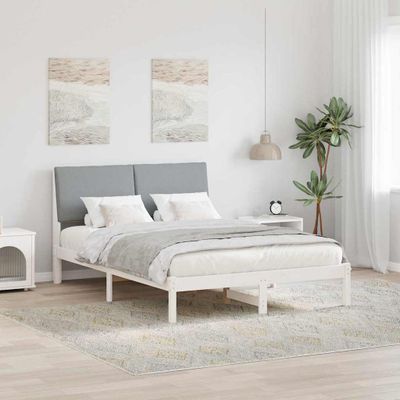 vidaXL Rám postele Biela a svetlosivá 160 x 200 cm Borovicový masív