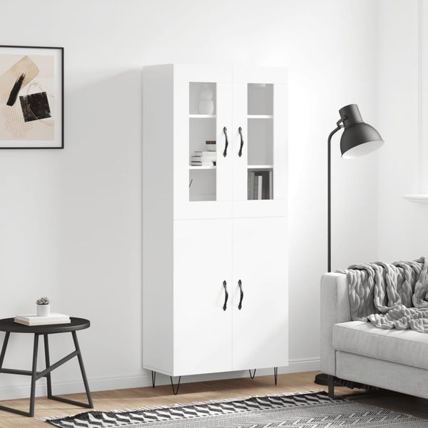 vidaXL Vysoká skrinka lesklá biela 69,5x34x180 cm spracované drevo