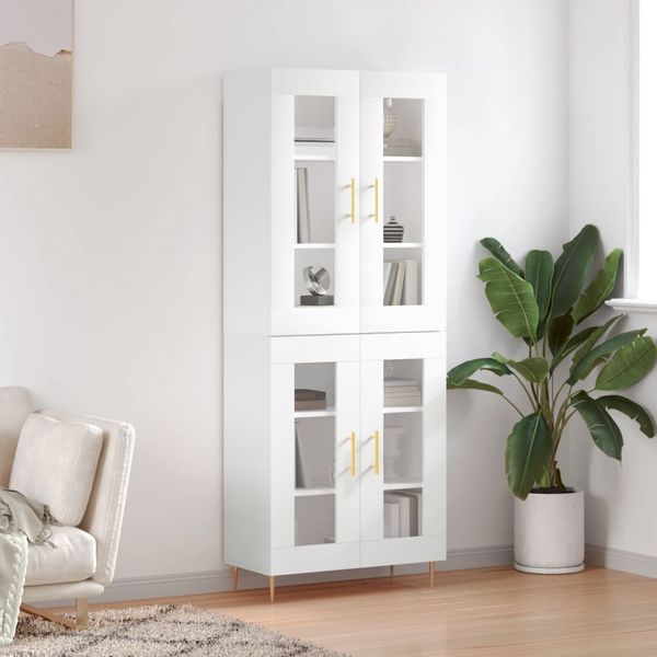 vidaXL Vysoká skrinka biela 69,5x34x180 cm spracované drevo