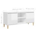 vidaXL TV stolík nohy z masívneho dreva lesklý biely 103,5x35x50 cm