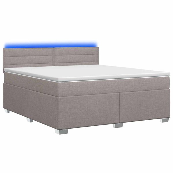 vidaXL Posteľ s boxspringom a matracom a LED Sivohnedá 140 x 190 cm