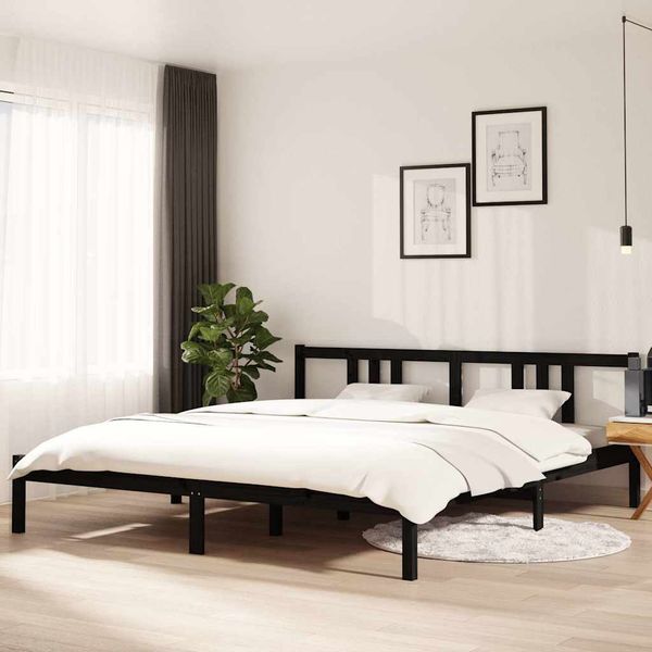 vidaXL Posteľný rám, čierny, drevený masív 180x200 cm, Super King