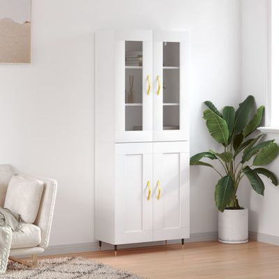 vidaXL Vysoká skrinka biela 69,5x34x180 cm spracované drevo