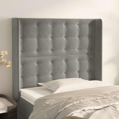 vidaXL Čelo postele so záhybmi bledosivé 93x16x118/128 cm zamat