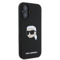 Obal Karl Lagerfeld pre iPhone 16 6,1" KLHMP16SSKHPPLK čierny tvrdý obal Silicone KL Head Print MagSafe