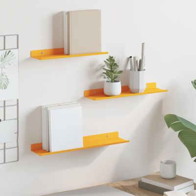 vidaXL Závesná polica 3 ks Horčicová žltá 40 x 9 x 2,5 cm Oceľ