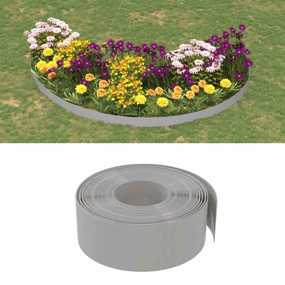 vidaXL Záhradné obruby 4 ks sivé 10 m 20 cm polyetylén
