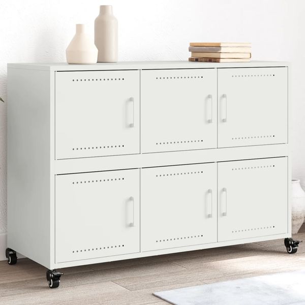 vidaXL Komoda biela 100,5x39x72 cm oceľ