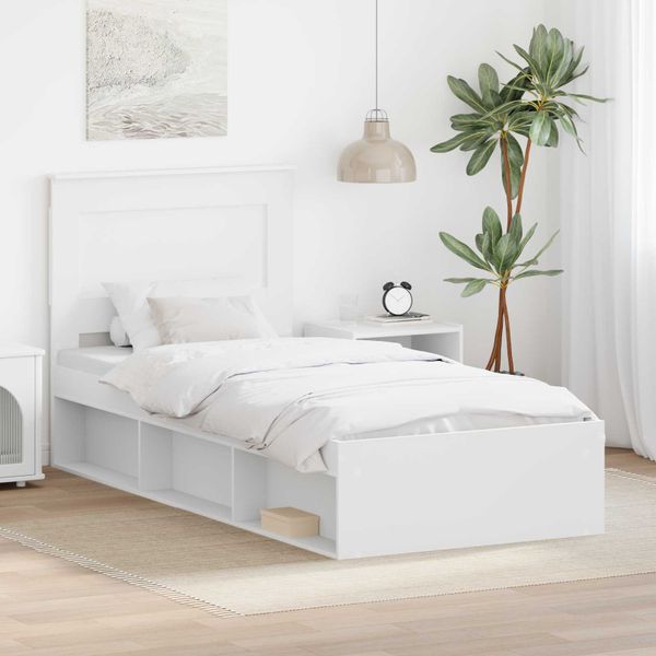 vidaXL Rám postele Biela 75 x 190 cm Masívne borovicové drevo