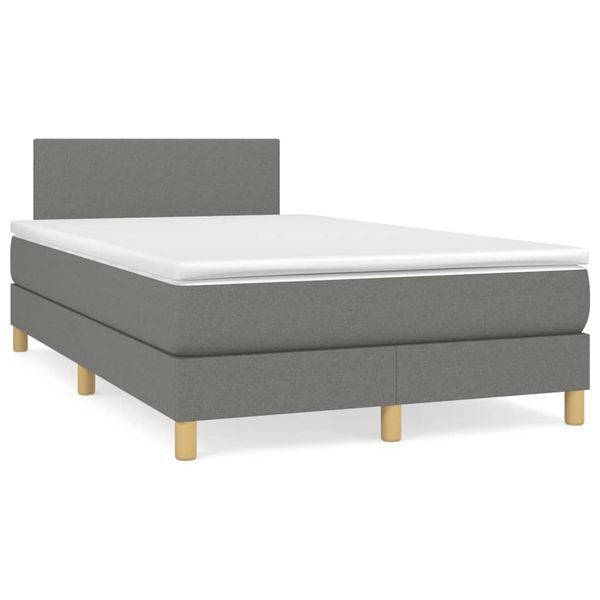 vidaXL Boxspring posteľ s matracom a LED, tmavosivá 120x190 cm, látka
