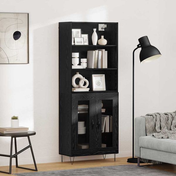 vidaXL Highboard 2 pcs Čierny dub Kompozitné drevo
