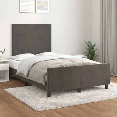 vidaXL Posteľ bez matraca tmavosivá 120x200 cm zamat