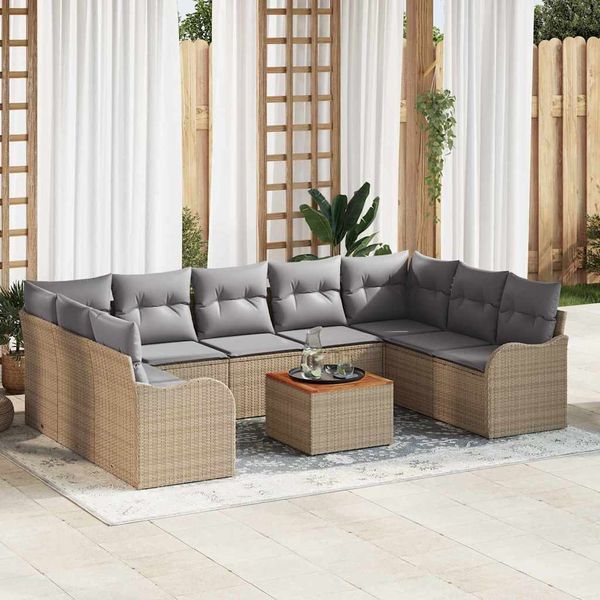 vidaXL Súprava záhradných pohoviek 10 pcs Beige a svetlo šedá