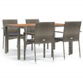 vidaXL 5-dielna záhradná jedálenská sada s podložkami sivá polyratan