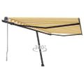 vidaXL Samostatne stojaca automatická markíza 400x300 cm žlto-biela