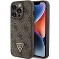 Obal Guess pre iPhone 15 Pro 6,1" GUHCP15LP4TDPW hnedý tvrdý kryt Koža 4G Triangle Strass
