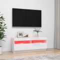 vidaXL TV skrinka s LED svetlami lesklá biela 100x35x40 cm