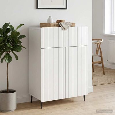 vidaXL Servírovacia skriňa Biela s vysokým leskom 66 x 34,5 x 92 cm