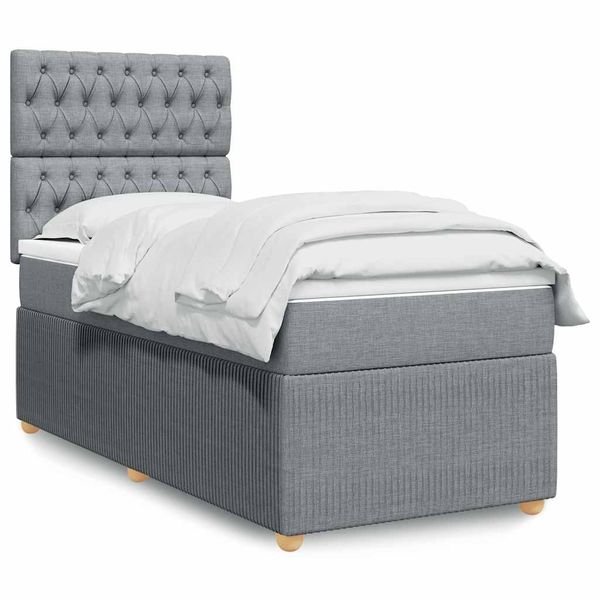 vidaXL Posteľný rám boxsping s matracom bledosivý 80x200 cm látka