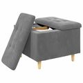 vidaXL Ottoman s Úložným Priestorom Tmavo šedá 60 x 60 x 45 cm Zamat