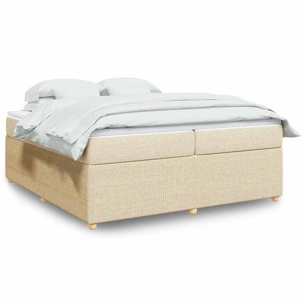 vidaXL Boxspring posteľ s matracom krémová 200x200 cm látka