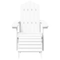 vidaXL Záhradné stoličky Adirondack s podnožkou a stolíkom HDPE biela