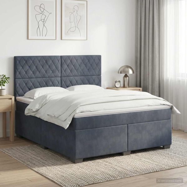 vidaXL Posteľ boxspring s matracom Tmavosivá 160 x 200 cm Zamat