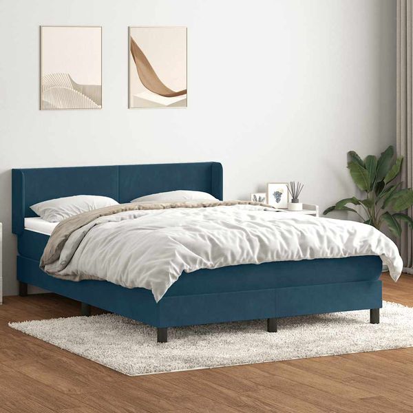 vidaXL Posteľný rám boxsping s matracom tmavomodrý 160x210 cm zamat