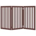 vidaXL Brána pre psa skladacia 3 panely hnedá 150 cm topoľové drevo