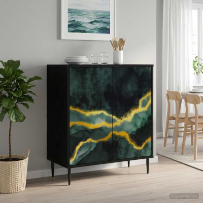 vidaXL Servírovacia skriňa WIJHE Čierny dub 69 x 33 x 76 cm
