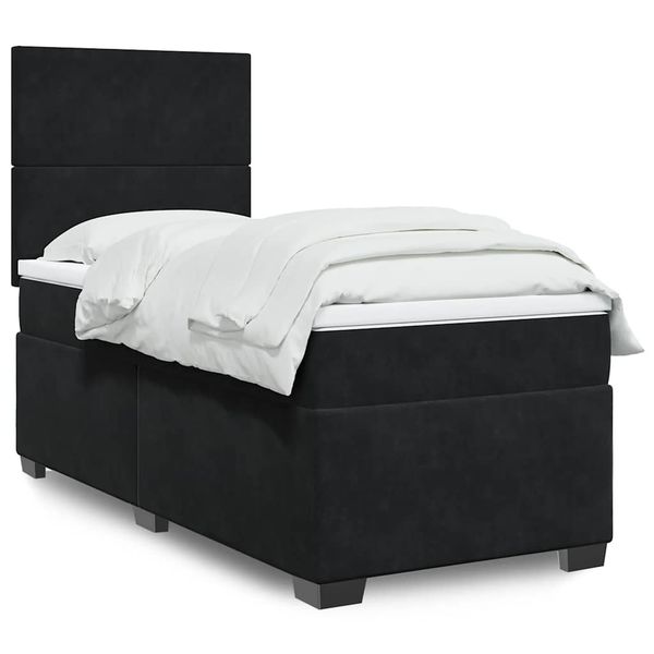 vidaXL Posteľný rám boxspring s matracom čierny 100x200 cm zamat