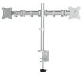 Neomounts Select NM-D135DSILVER/Držák displeje/na stůl/10-27"/svorka+průchodka/VESA 100X100/nosn. 2x 8kg/2 disp/stříbrn Držák, VESA, stolní, pro 2 ploché monitory, úhloprícka 10"-27", náklon 90°, otácení 180°, rotace 360°, nosnost 16kg, stríbrný