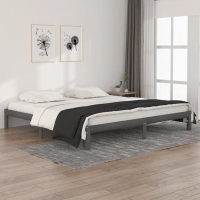 vidaXL Posteľný rám sivý masívna borovica 200x200 cm
