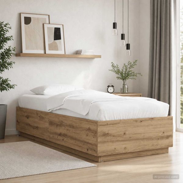 vidaXL Posteľový rám s LED Dub artisan 80 x 200 cm Kompozitné drevo