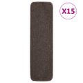 vidaXL Protišmykové nášľapy na schody 15 ks, 75x20 cm, hnedé, obdĺžnik