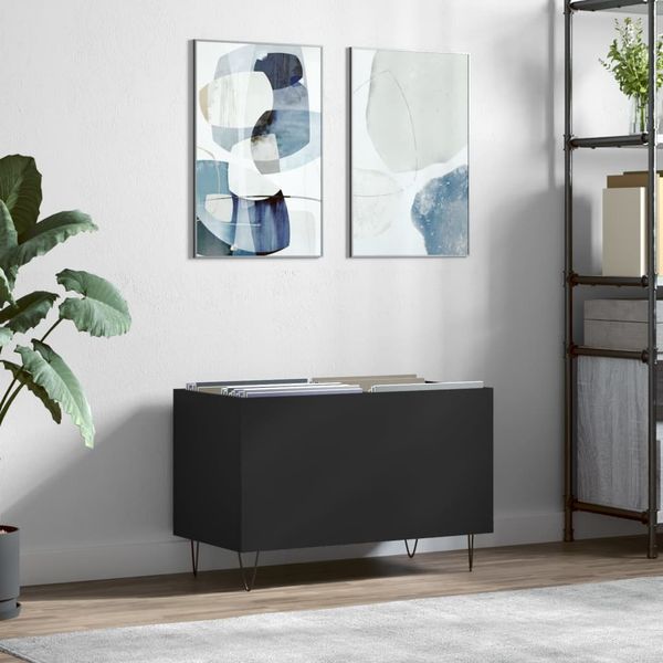 vidaXL Skrinka na platne čierna 74,5x38x48 cm kompozitné drevo