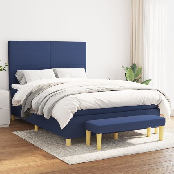 vidaXL Boxspring posteľ s matracom modrý 140x190 cm látka