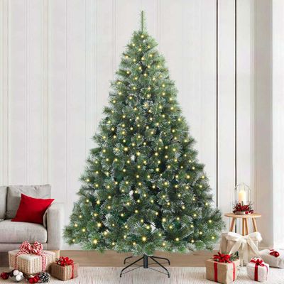 vidaXL Umelý vianočný stromček s 300 LED-i Zelená 240 cm PE a PVC