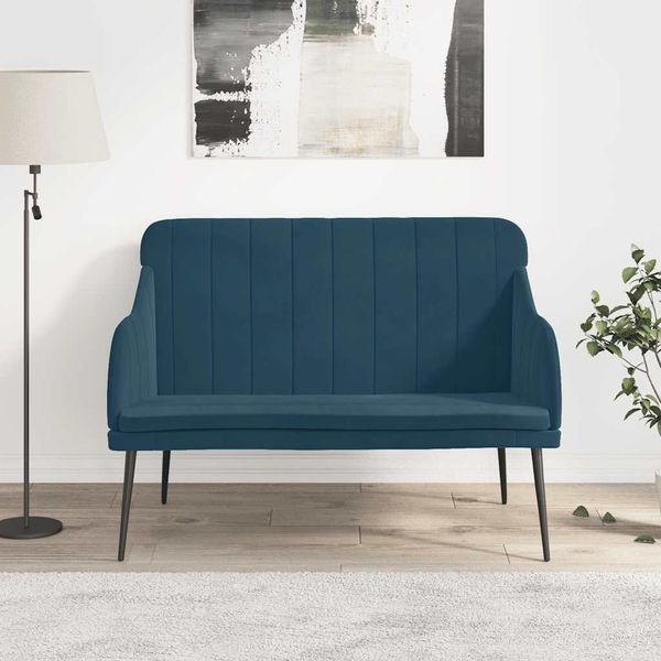vidaXL Lavička modrá 110x76x80 cm zamat