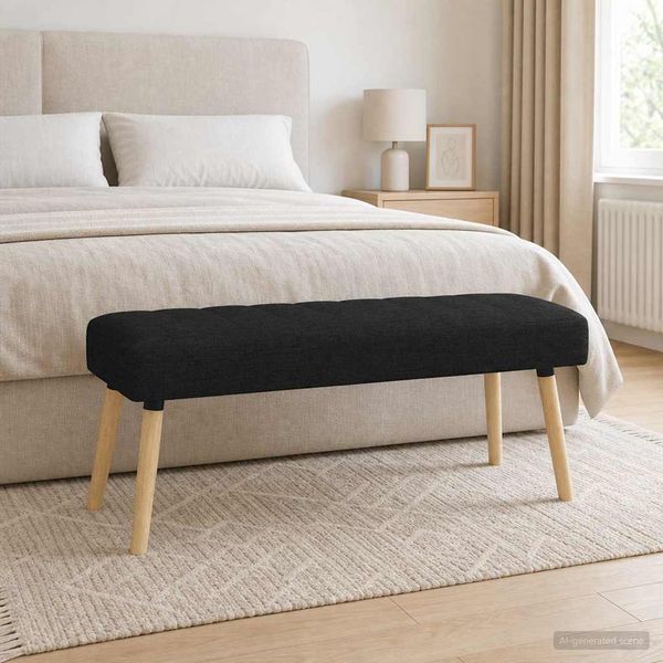 vidaXL Pruhovo prešitá lavica Čierna 110 x 40 x 46 cm Látka