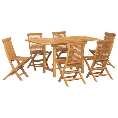 vidaXL Záhradný jedálenský set 7 pcs Hnedá Husté teakové drevo