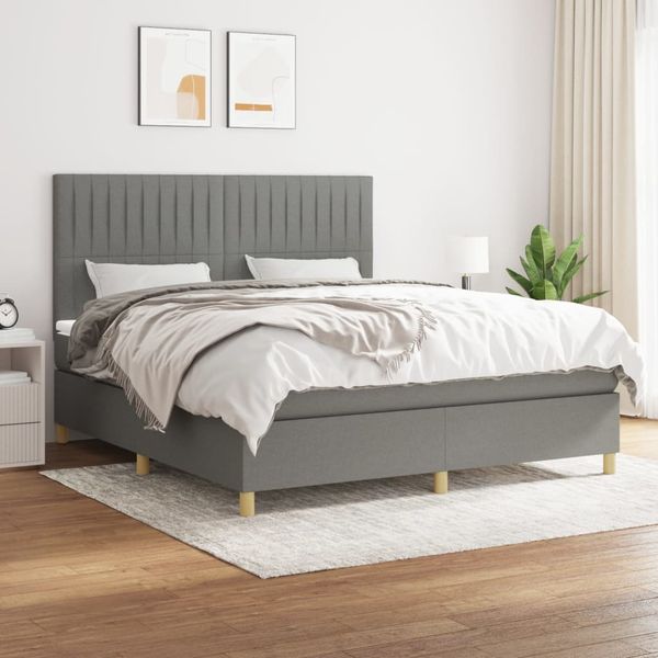 vidaXL Boxspring posteľ s matracom tmavosivá 160x200 cm látka