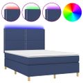 vidaXL Posteľ boxsping s matracom a LED modrá 140x200 cm látka