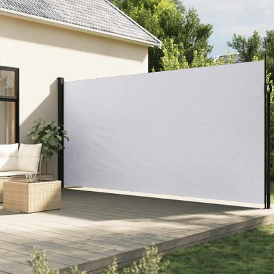 vidaXL Zaťahovacia bočná markíza, biela 200x600 cm