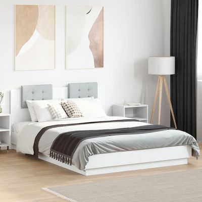 vidaXL Posteľný rám s čelom biely 140x200 cm kompozitné drevo