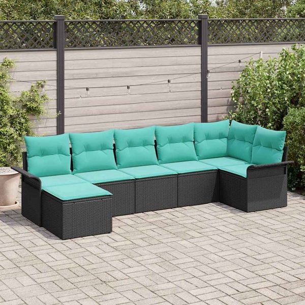 vidaXL Súprava záhradných pohoviek s úložiskom 7 pcs Čierna polyratan