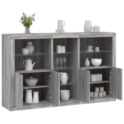 vidaXL Komoda s LED svetlami sivá sonoma 162x37x100 cm