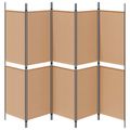 vidaXL 5-panelový paravan Béžová 250 x 180 cm Látka