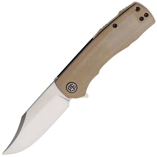 Petrified Fish PFP03KMS Victor vreckový nôž 9,1 cm, Satin, khaki, Micarta
